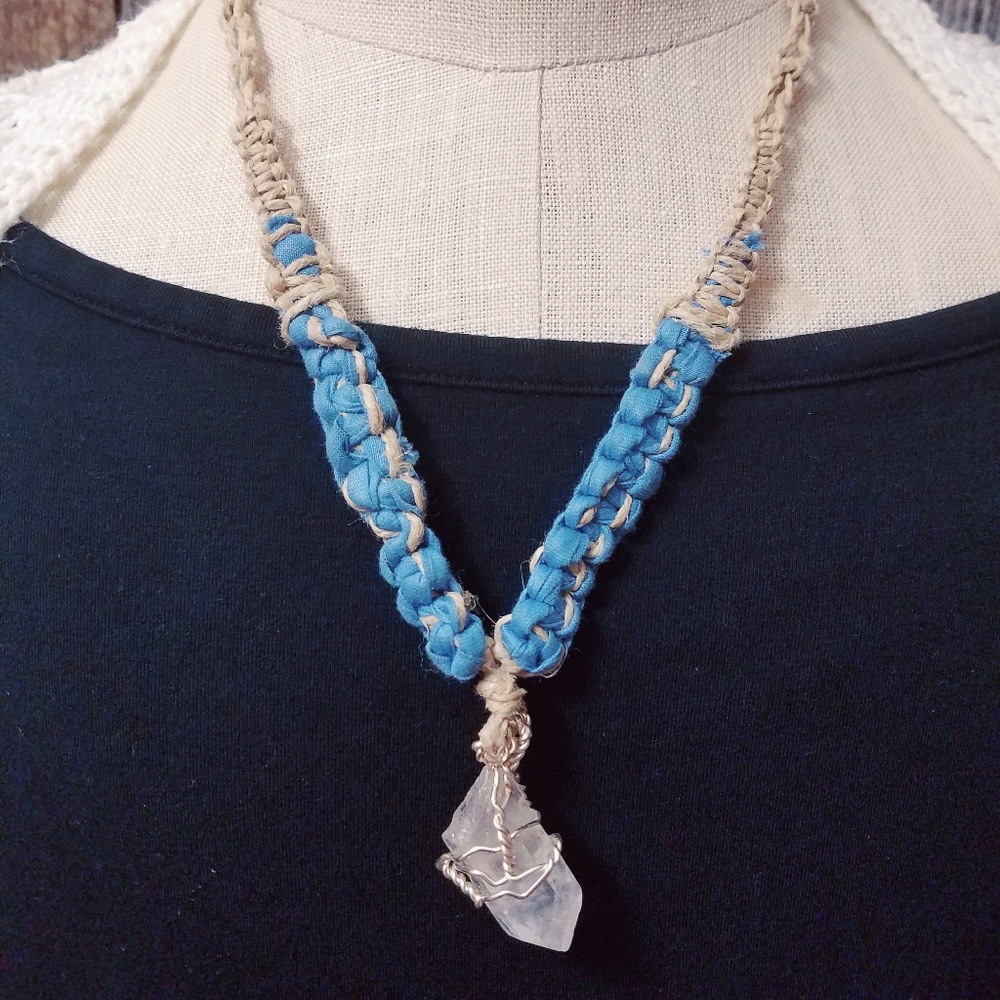 Handmade Quartz Crystal Hemp Necklace